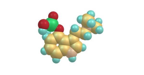 Illustration 3D de la structure moléculaire de la psilocybine isolée sur blanc — Photo