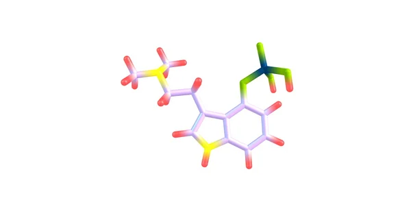 Ilustración 3D de la estructura molecular de Psilocybin aislada en blanco — Foto de Stock