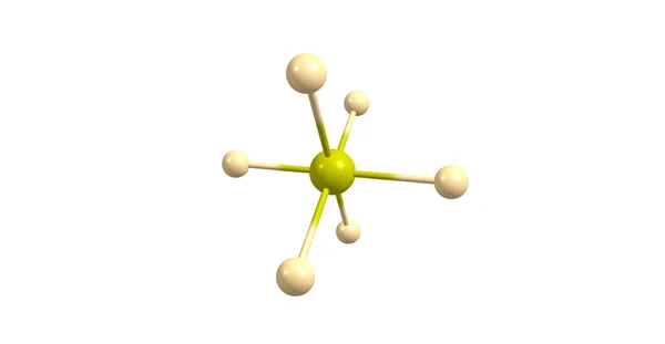 3D απεικόνιση του θείου εξαφθοριούχο μοριακή δομή που απομονώνονται σε λευκό — Φωτογραφία Αρχείου