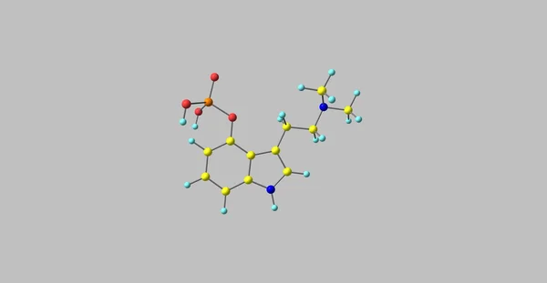 3D ілюстрація молекулярної структури P Silocybin ізольовані на сірому — стокове фото