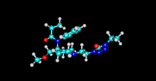 阿芬太尼分子结构上黑色孤立 — 图库照片