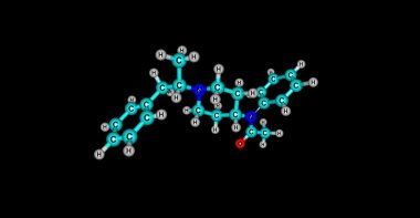 Siyah izole Methylacetylfentanyl moleküler yapısı