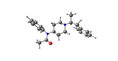 Methylacetylfentanyl moleküler yapısı üzerinde beyaz izole