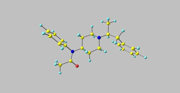 Structure moléculaire du méthylacétylfentanyl isolée sur du gris — Photo