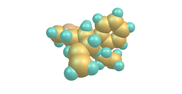 Estrutura molecular da alilprodina isolada sobre o branco — Fotografia de Stock