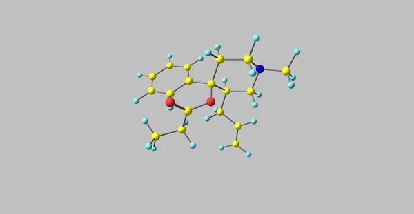 Structura moleculară allylprodine izolată pe gri — Fotografie, imagine de stoc