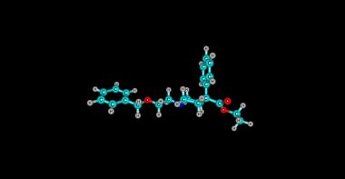 Benzethidine moleküler yapısı üzerine siyah izole 3D çizimi