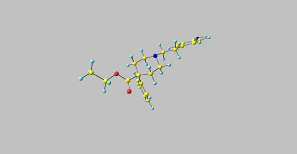 3D απεικόνιση μοριακής δομής Anileridine απομονωμένη σε γκρι — Φωτογραφία Αρχείου