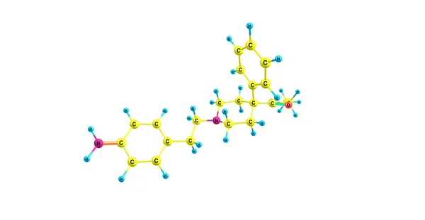 Ilustración 3D de la estructura molecular de Anileridina aislada en blanco — Foto de Stock