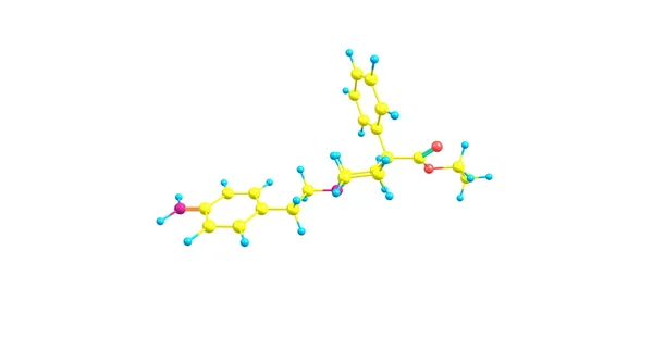 Anileridine 分子结构上白色孤立三维图 — 图库照片