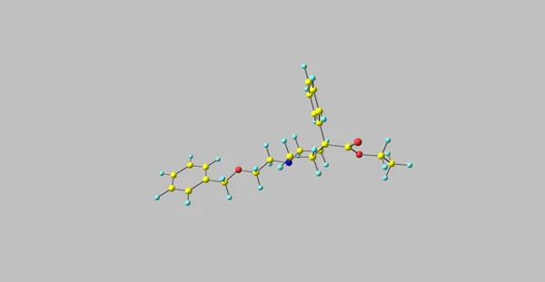 3D ilustracji struktury molekularnej Benzethidine na szarym tle — Zdjęcie stockowe