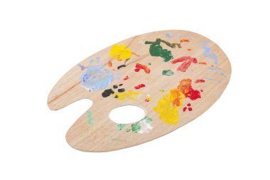 Beyaz arka plan üzerinde izole sanatçının paleti