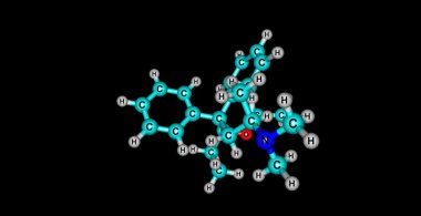 Siyah izole Betacetylmethadol moleküler yapısı
