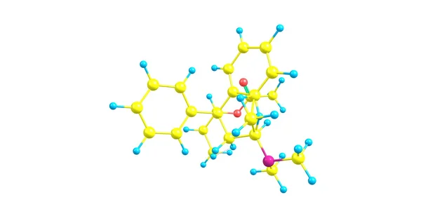 Estrutura molecular do betacetilmetadol isolada no branco — Fotografia de Stock