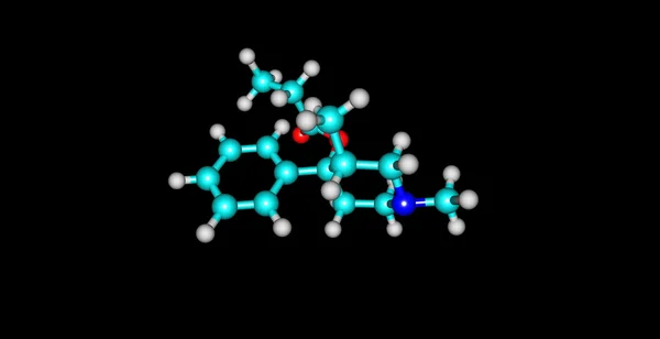 Prodine 的分子结构上黑色孤立 — 图库照片