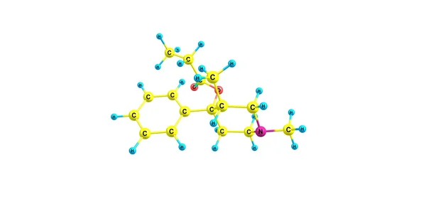 Estrutura molecular de prodina isolada em branco — Fotografia de Stock