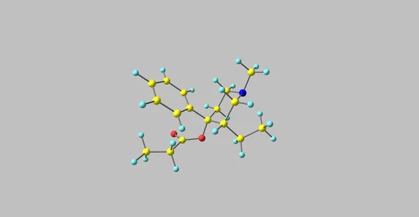 Meprodine μοριακή δομή που απομονώνονται σε γκρι — Φωτογραφία Αρχείου