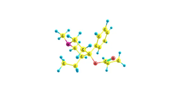 Estrutura molecular da meprodina isolada sobre branco — Fotografia de Stock