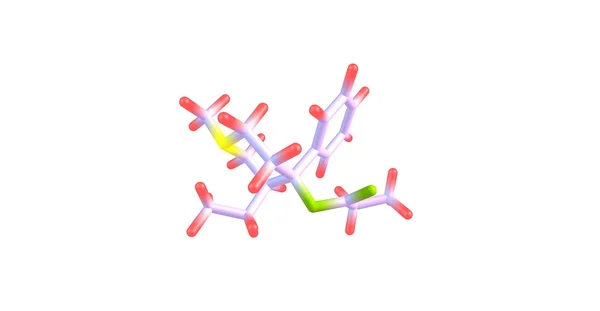 Meprodine 分子结构上白色孤立 — 图库照片