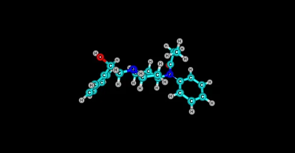 Estrutura molecular de beta-hidroxifentanilo isolada em preto — Fotografia de Stock