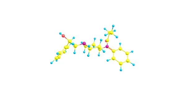 Bèta-Hydroxyfentanyl moleculaire structuur geïsoleerd op wit — Stockfoto