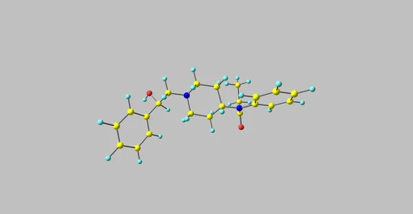 Молекулярная структура бета-гидроксифентанила, изолированная на сером — стоковое фото