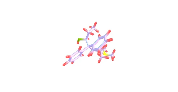 Estructura molecular del betametadol aislada en blanco —  Fotos de Stock