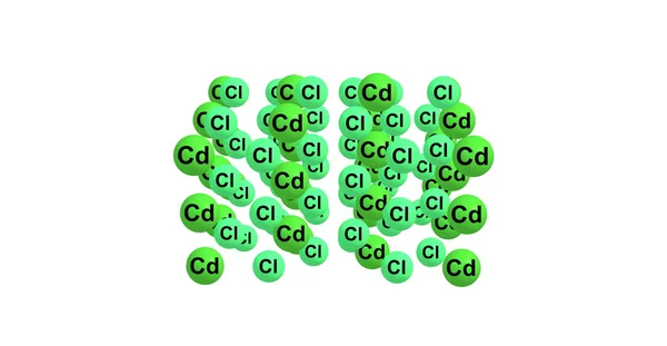 Struktura cząsteczkowa chlorek kadmu na białym tle — Zdjęcie stockowe
