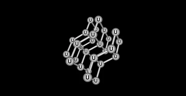 Molekulární struktura uranu izolovaných na černém — Stock fotografie