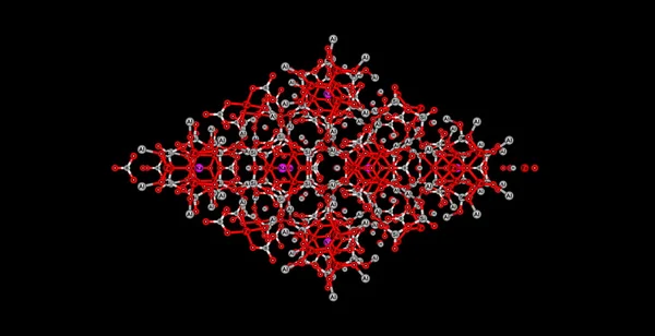 Siyah üzerine izole edilmiş tourmaline moleküler yapısı — Stok fotoğraf