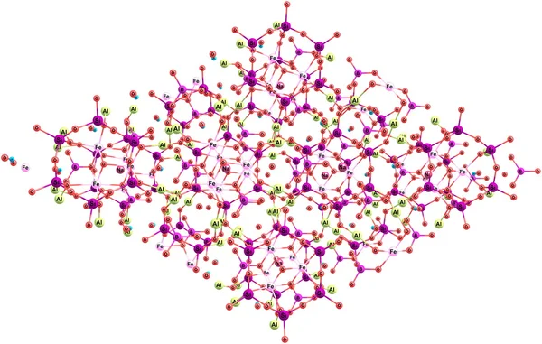 Estrutura molecular da turmalina isolada em branco — Fotografia de Stock