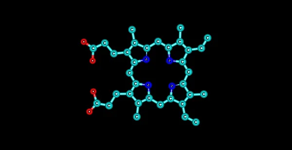 Estructura molecular de porfirina aislada en negro — Foto de Stock