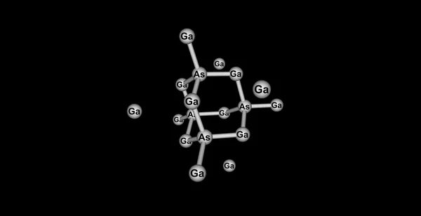 Galyum arsenide moleküler yapısı üzerine siyah izole — Stok fotoğraf