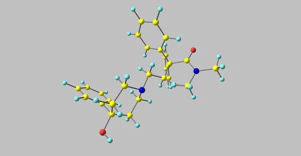洛哌丁胺分子结构上灰色孤立 — 图库照片