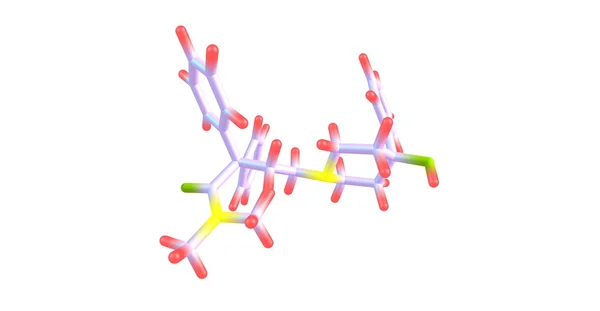 Estructura molecular de loperamida aislada en blanco — Foto de Stock