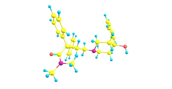 Struttura molecolare di Loperamide isolata su bianco — Foto Stock