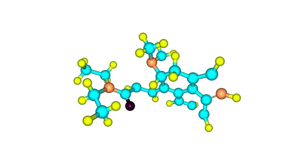 Molécule de diéthylamide ou de LSD d'acide lysergique isolée sur blanc — Photo