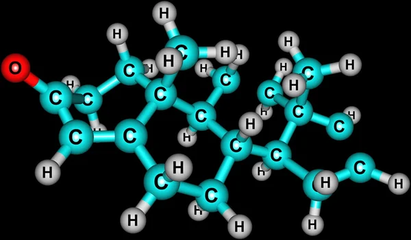 Moleculaire structuur Androstadiënon geïsoleerd op zwart — Stockfoto