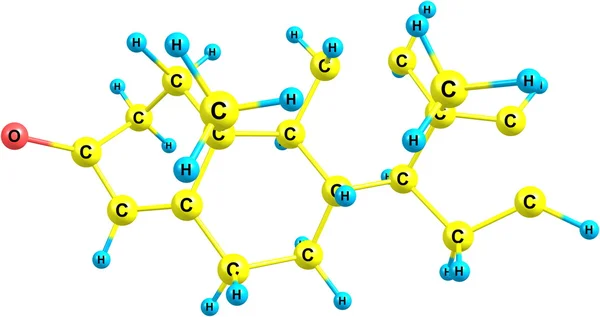 Estructura molecular de androstadienona aislada en blanco — Foto de Stock