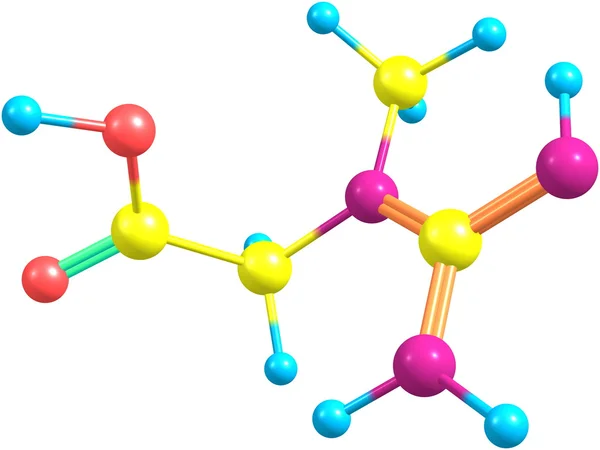 Estrutura molecular da creatina isolada sobre o branco — Fotografia de Stock