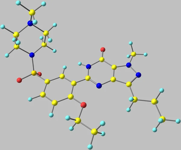 Sildenafil molekylstruktur isolerad på grå — Stockfoto