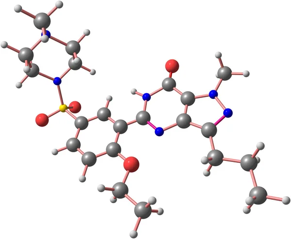 Structure moléculaire du sildénafil isolé sur blanc — Photo