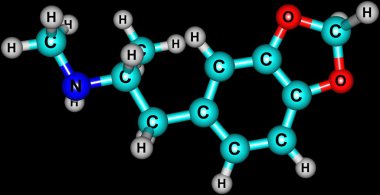 Ecstasy moleküler yapısı siyah izole
