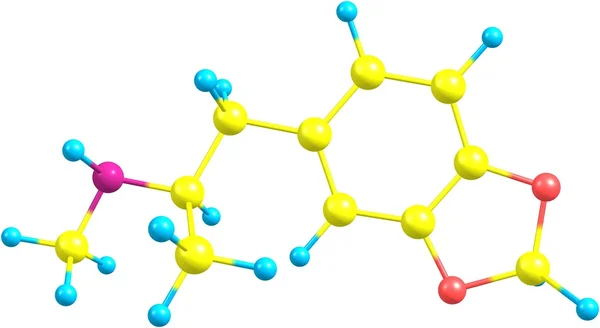 백색에 단리된 엑스터시 분자 구조물 — 스톡 사진