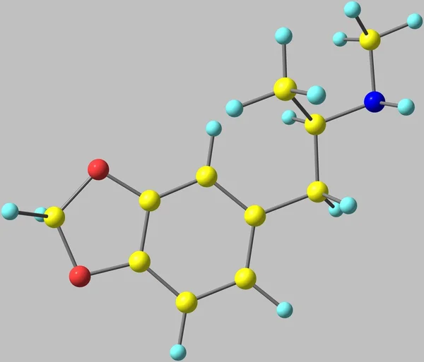 Estrutura molecular do ecstasy isolada no cinzento — Fotografia de Stock