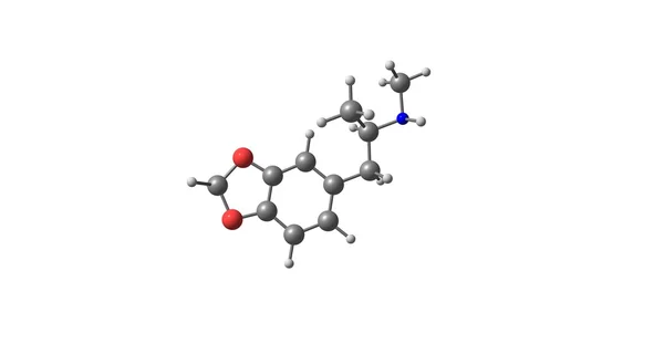 Estrutura molecular do ecstasy isolada sobre o branco — Fotografia de Stock