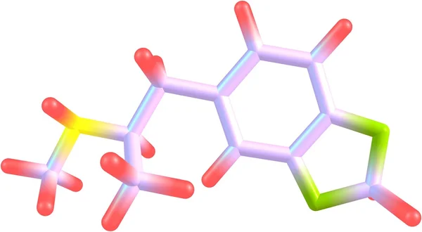 Estrutura molecular do ecstasy isolada sobre o branco — Fotografia de Stock