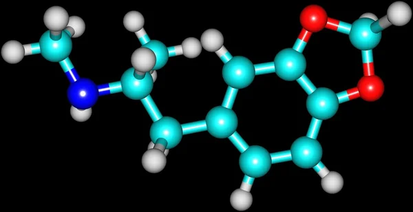 Estructura molecular del éxtasis aislada en negro — Foto de Stock