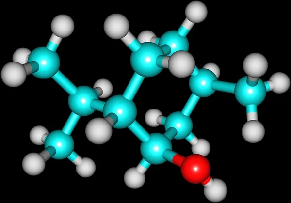 Structure moléculaire du menthol isolé sur du noir — Photo