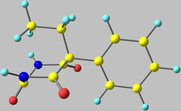 Estructura molecular fenobarbital aislada en gris — Foto de Stock